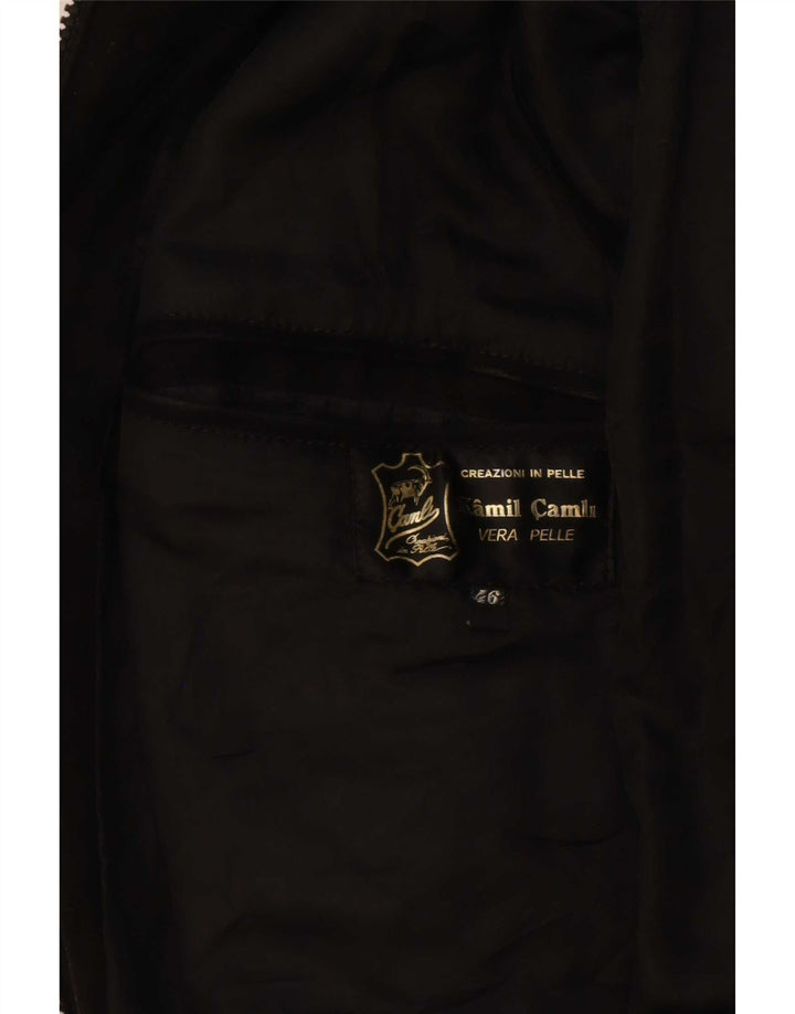 Vintage hombres ante bomber chaqueta IT 46 pequeño cuero negro