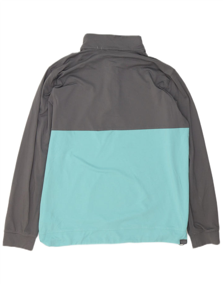 Puma Hombre Zip Neck Jersey Chándal Top Grande Gris Colorblock Poliéster