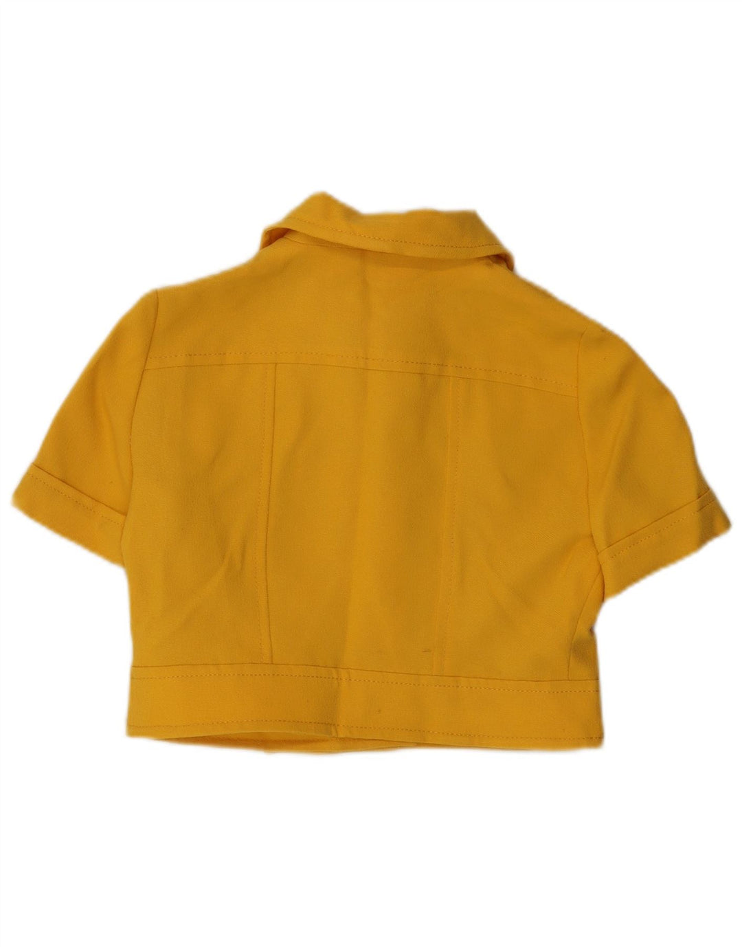 VINTAGE Chaqueta Blazer de manga corta para mujer de 4 botones Reino Unido 14 Amarillo medio