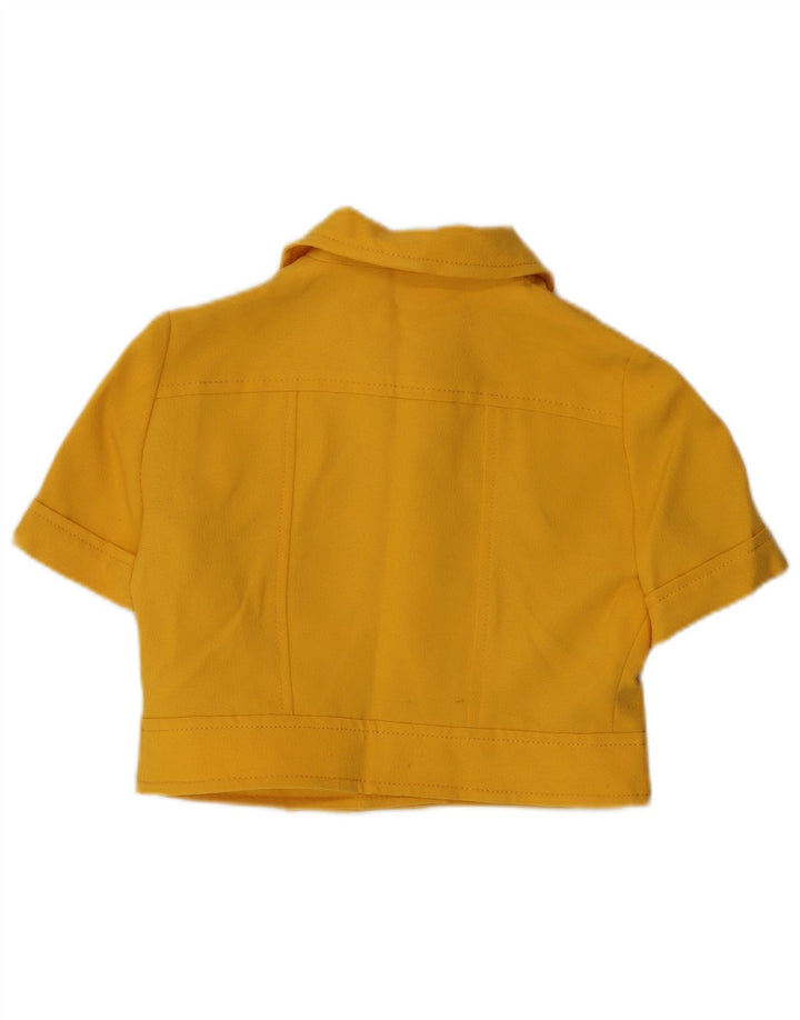VINTAGE Chaqueta Blazer de manga corta para mujer de 4 botones Reino Unido 14 Amarillo medio