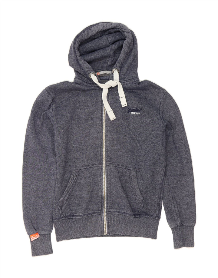 SUPERDRY Mens Zip Hoodie Sweater Small Navy Blue Cotton Vintage Superdry and Second-Hand Superdry from Messina Hembry 