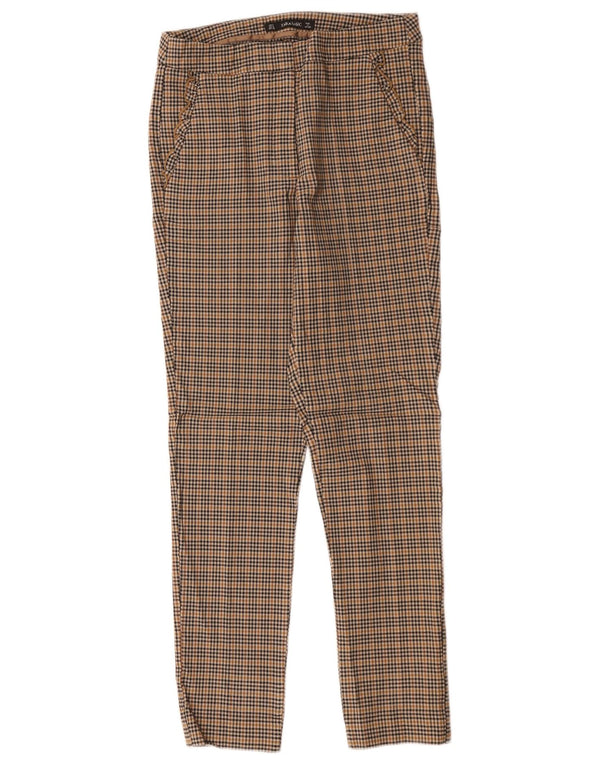 Zara Mujer Pantalón Chino Slim Small W26 L27 Viscosa Vichy Marrón