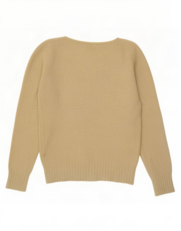 Benetton Jersey Con Cuello En V Para Mujer ES 40 Small Beige Argyle/Diamond