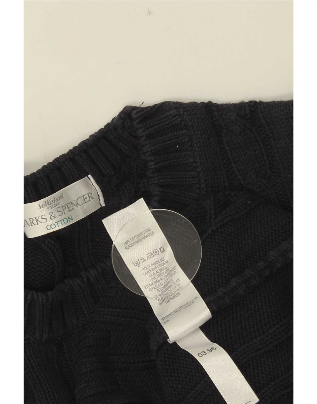 Marks & Spencer Jersey de cuello redondo para hombre de algodón azul marino mediano