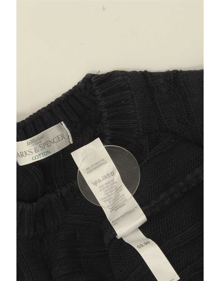 Marks & Spencer Jersey de cuello redondo para hombre de algodón azul marino mediano