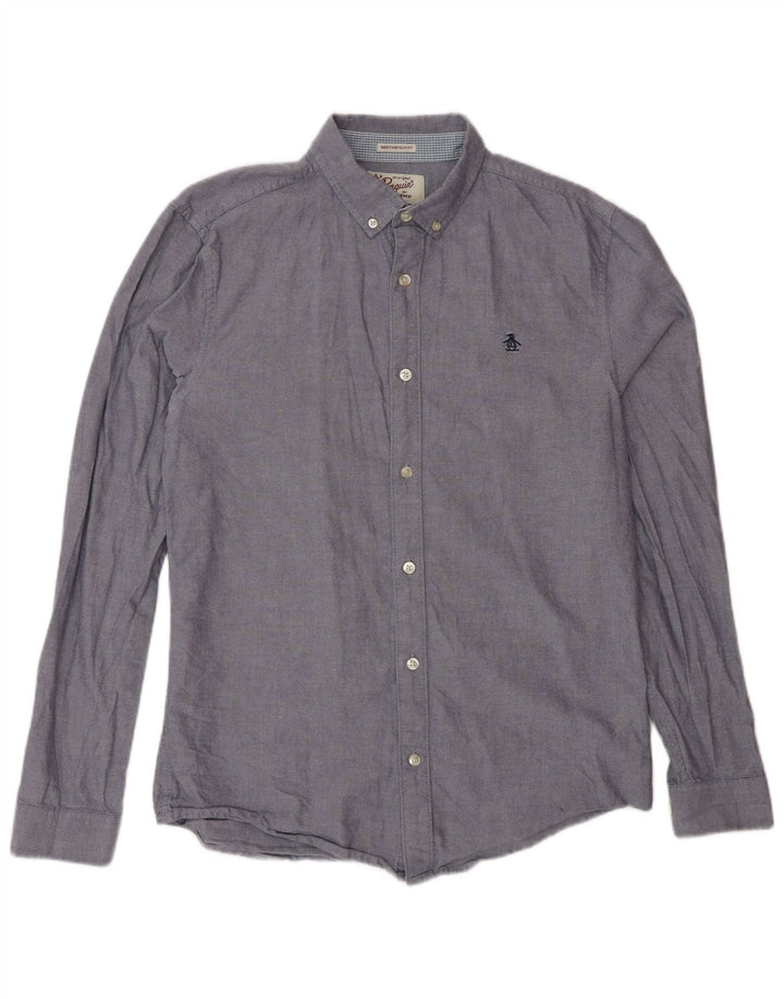 Camisa Penguin Heritage Slim Fit De Algodón Azul Medio