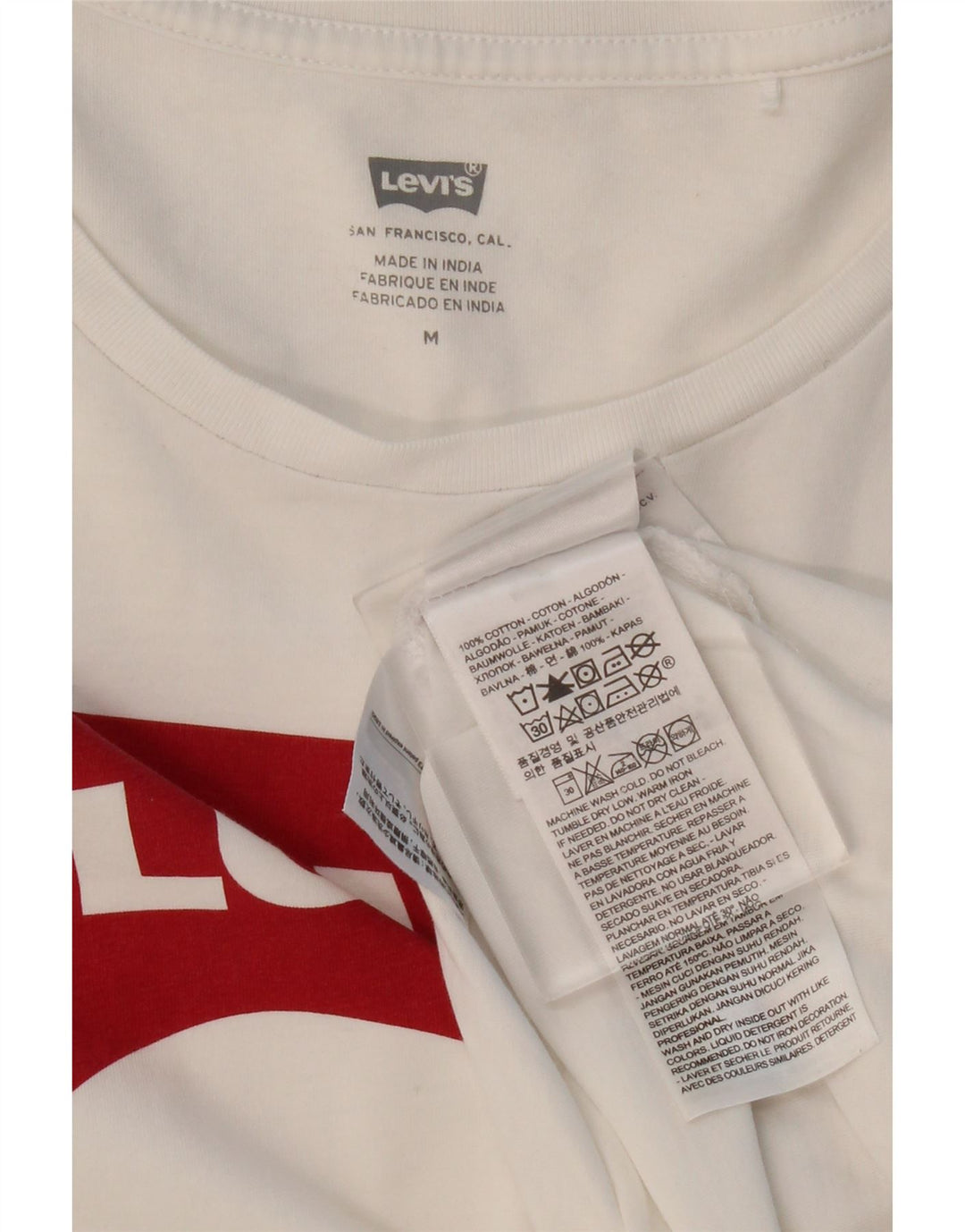 LEVI'S Camiseta gráfica para mujer Top UK 12 Medium White Cotton