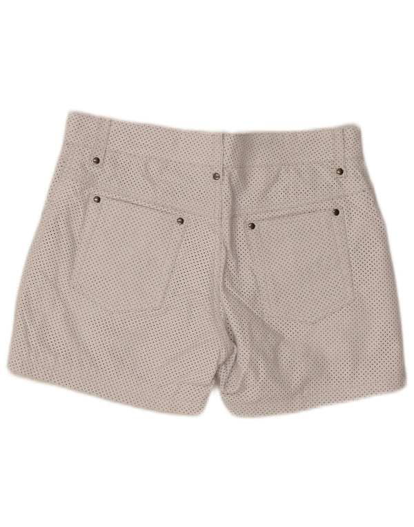 Vintage mujer cuero casual pantalones cortos W33 cuero manchado blanco medio