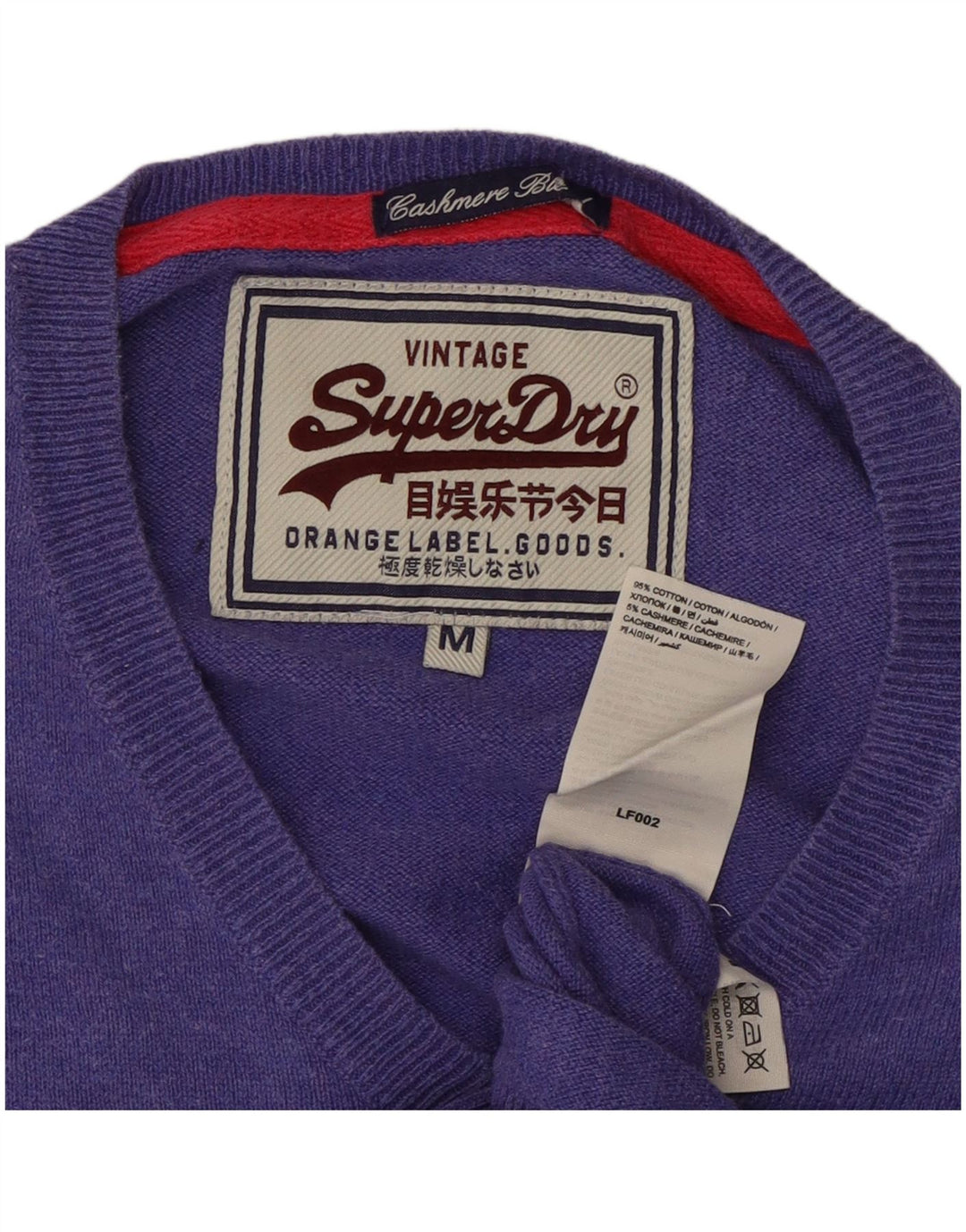SUPERDRY Suéter tipo jersey con cuello en V para mujer UK 44 Algodón morado mediano