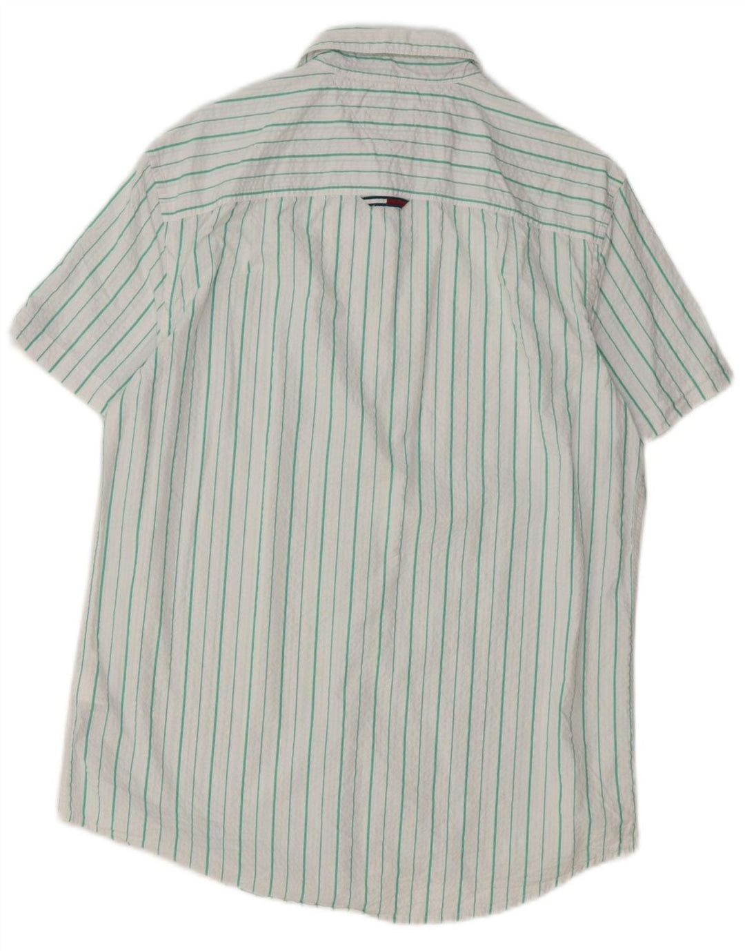 TOMMY HILFIGER Camisa de manga corta de ajuste regular para hombre, talla grande, color blanco a rayas
