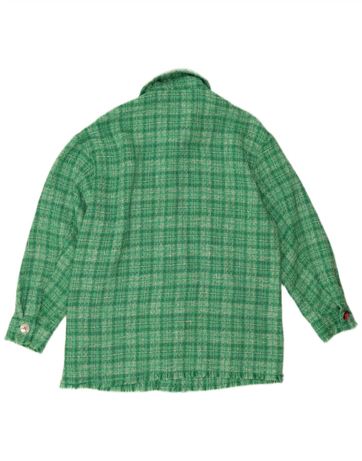 Zara Mujer Chaqueta Bomber Extragrande UK 6 XS Poliéster A Cuadros Verde