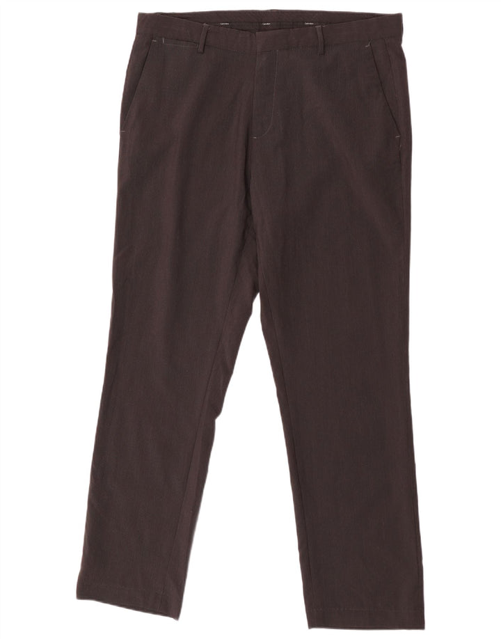 Pantalón de traje recto Calvin Klein para hombre W35 L30 Poliéster marrón