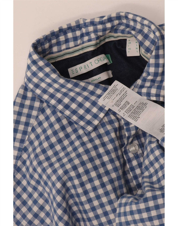 Camisa de hombre Esprit de manga corta y corte regular de algodón a cuadros en azul medio