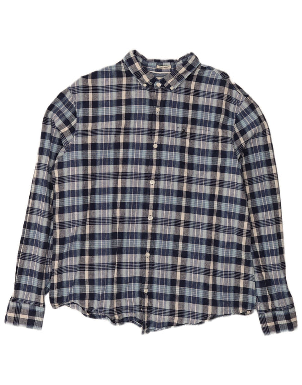 Camisa Penguin Heritage Slim Fit para hombre 2XL Lino a cuadros azul