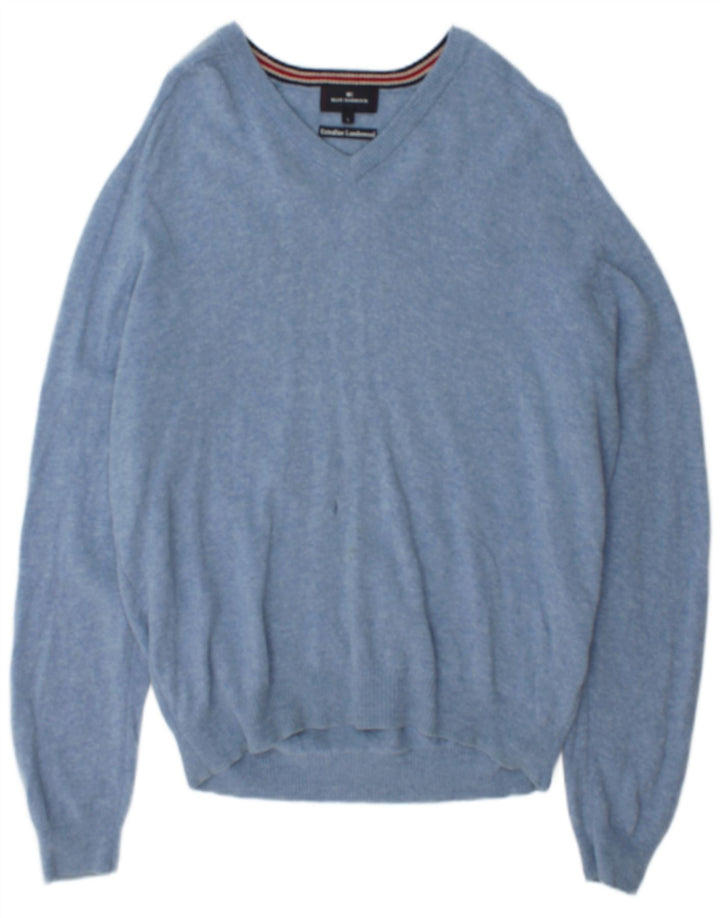 Marks & Spencer Suéter con cuello en V para hombre, color azul, talla grande, moteado en azul