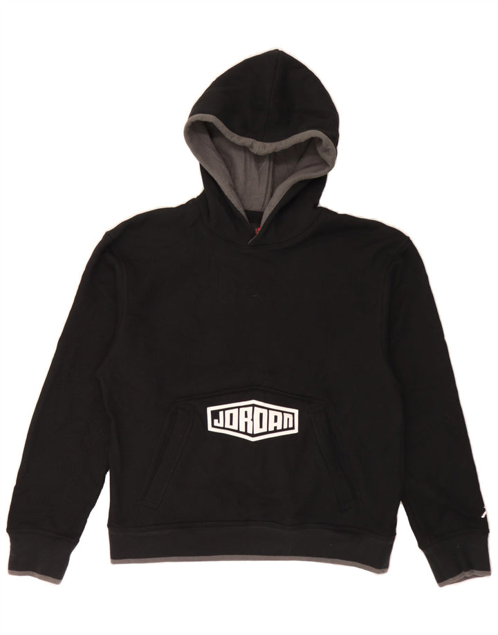 JORDAN Mens Graphic Hoodie Jumper Medium Black Polyester Vintage Jordan and Second-Hand Jordan from Messina Hembry 
