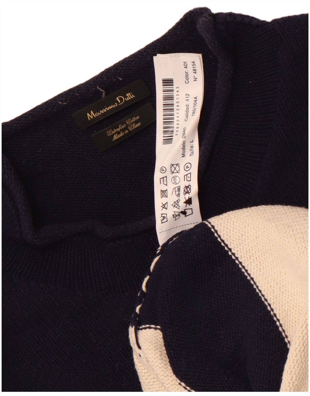 Massimo Dutti Hombre Jersey Cuello Alto Jersey Large Azul Marino Algodón