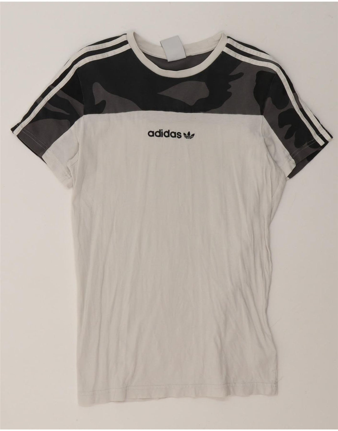 Adidas Hombre Camiseta Top Small Blanco Camuflaje Algodón