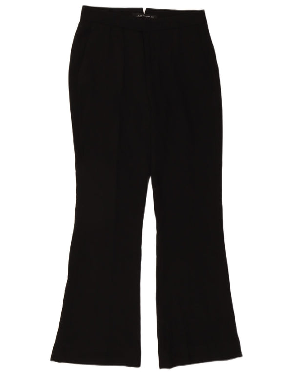 Zara Mujer Pantalones Casuales Acampanados Pequeño W26 L30 Negro