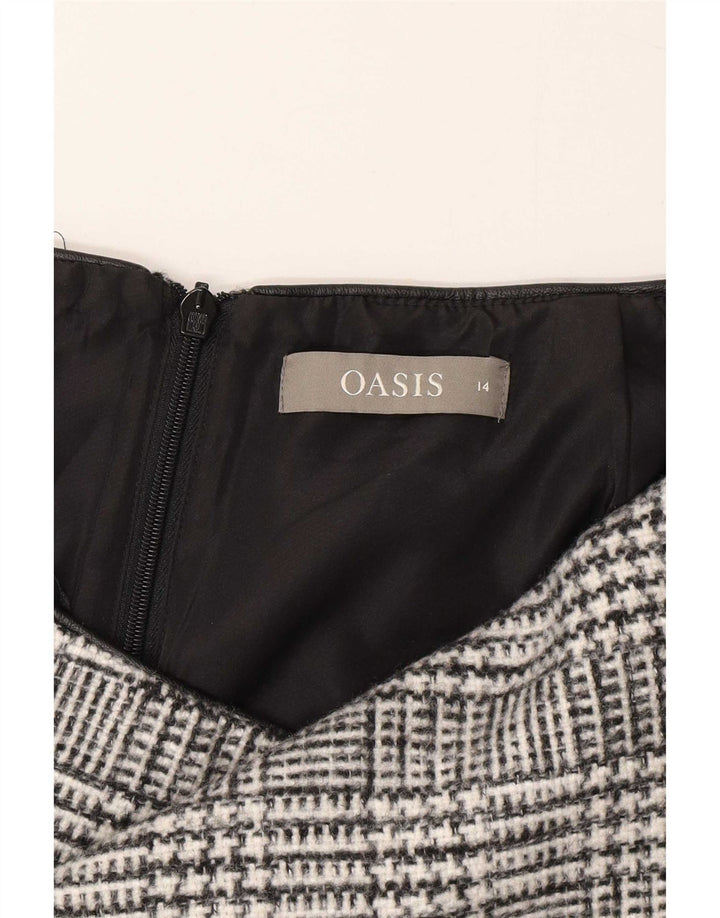 Minifalda Oasis para mujer UK 14 Large W32 Grey Houndstooth