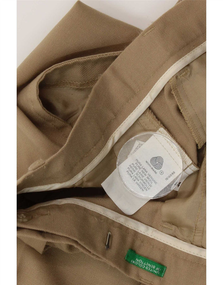 Pantalón De Traje Recto Benetton Mujer IT 44 Medium W28 L31 Beige