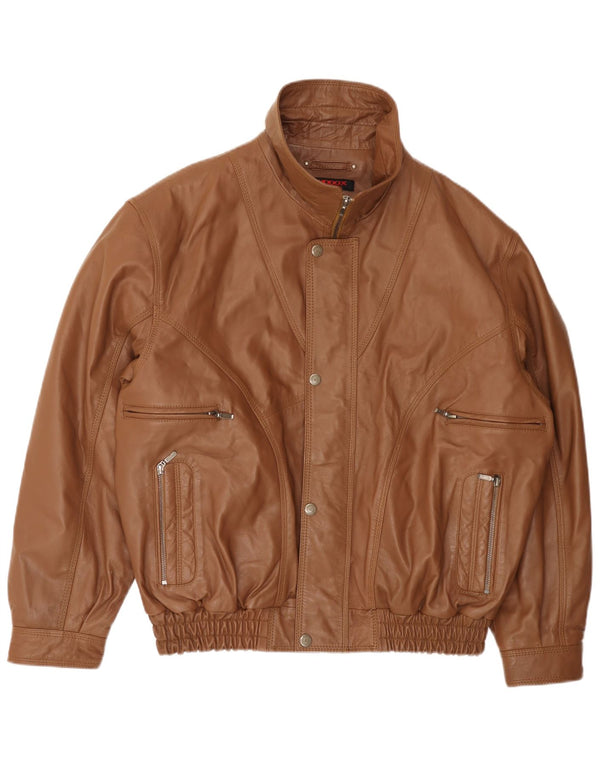 MADDOX Mens Leather Jacket UK 42 XL Brown Leather