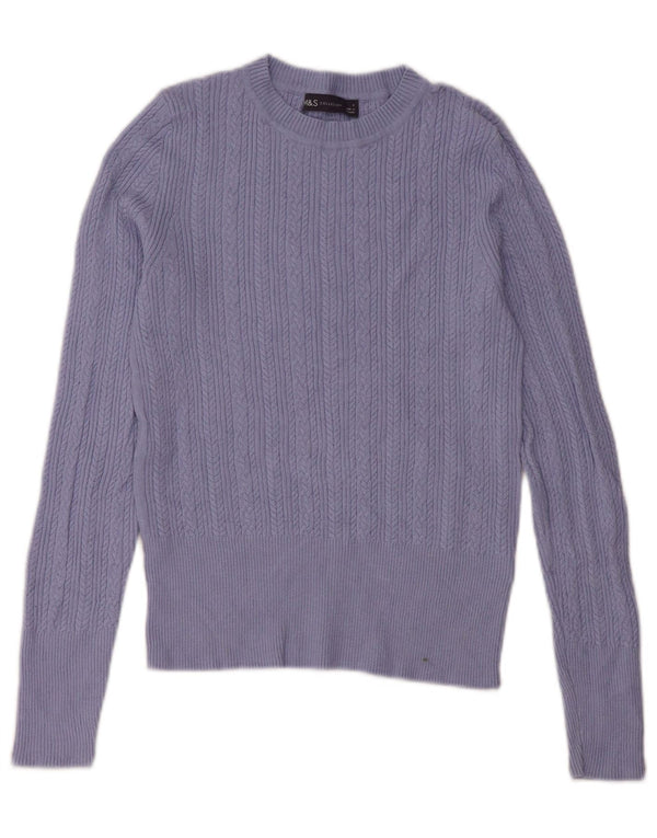 Marks & Spencer Jersey de Cuello Redondo para Mujer UK 8 Small Viscosa Azul