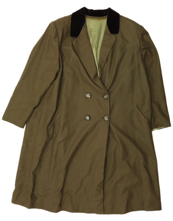 Vintage mujer doble pecho gabardina Reino Unido 22 3XL Khaki Colorblock