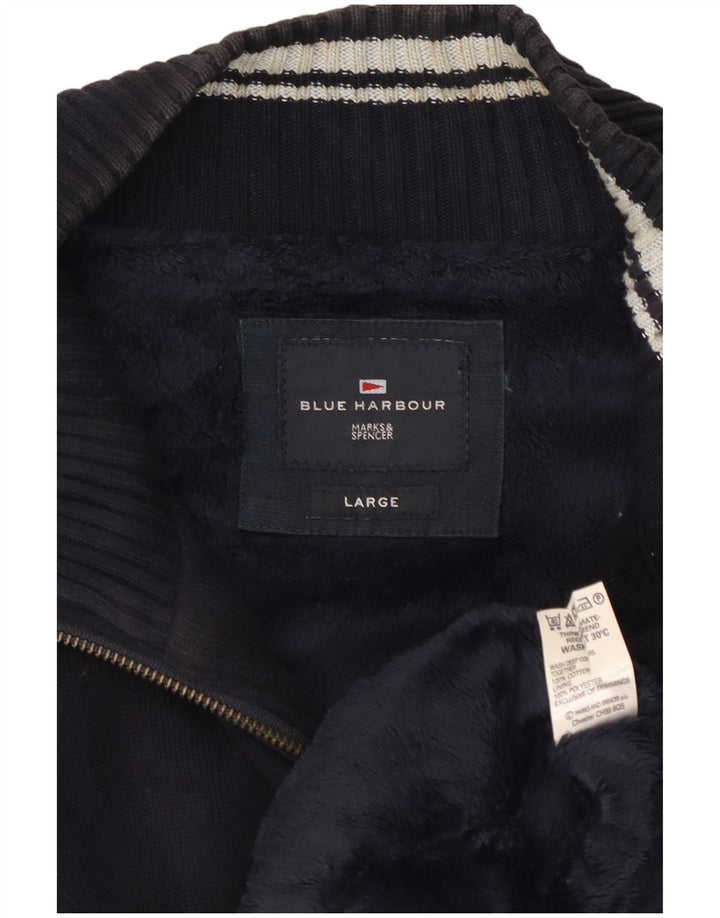 Marks & Spencer Chaqueta de chándal azul Harbor para hombre, talla grande, azul marino