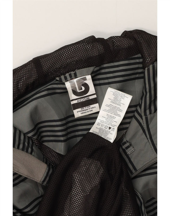 Burton Chaqueta impermeable con capucha y gráfico para hombre UK 38 Poliéster a rayas gris medio