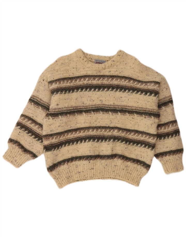 SERGIO TACCHINI Jersey de cuello redondo para mujer UK 46 Grande Beige Rayas