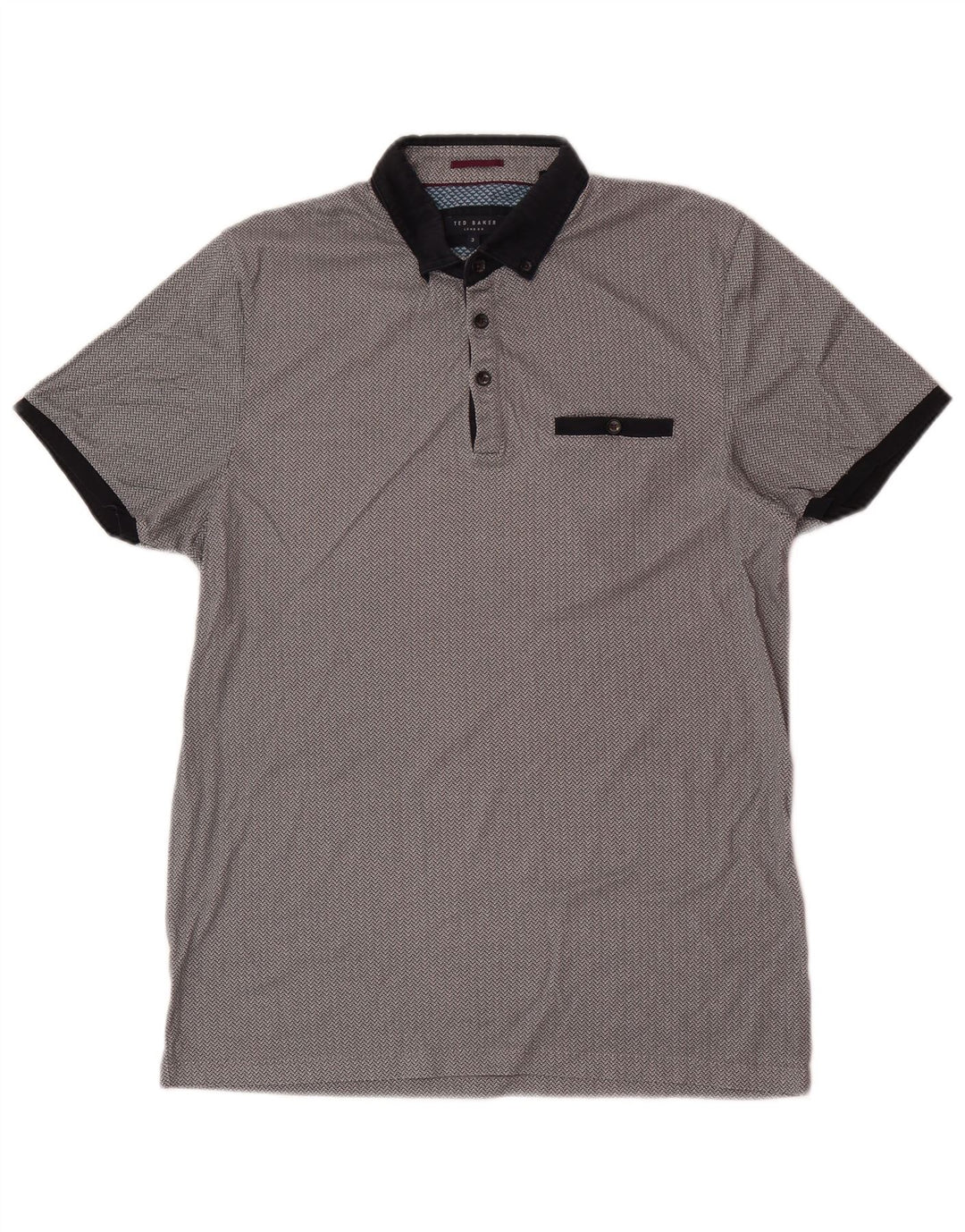 Ted Baker Polo de ajuste regular para hombre talla 3 algodón geométrico gris medio