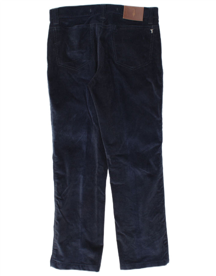 TRUSSARDI Pantalón recto de pana para hombre IT 48 Medium W32 L29 Azul marino