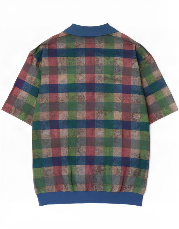 Camisa tipo jersey de manga corta vintage para hombre IT 52 Large Multicolor Gingham