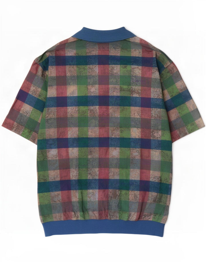 Camisa tipo jersey de manga corta vintage para hombre IT 52 Large Multicolor Gingham