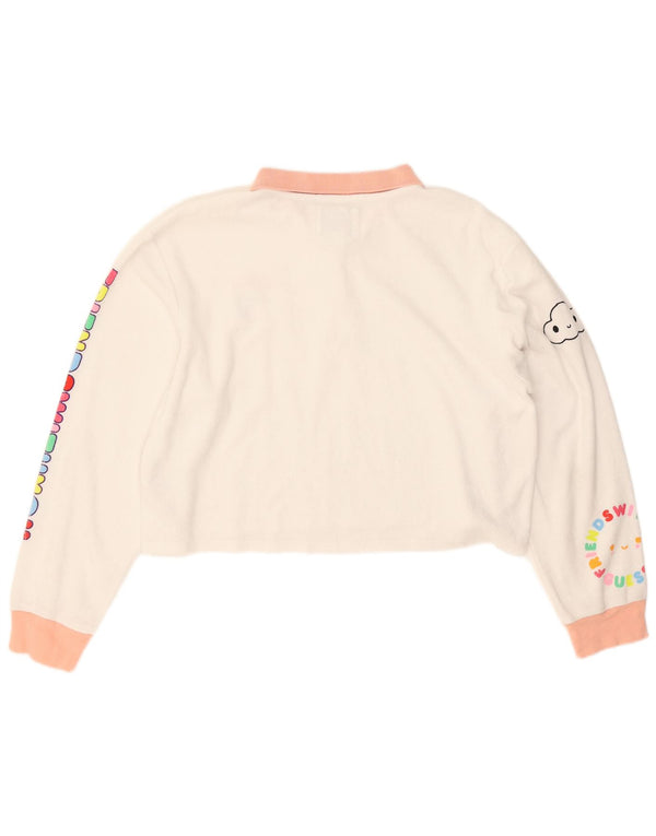 Guess Polo corto con gráfico para mujer UK 46 Large Blanco Colorblock