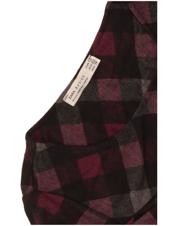 Zara Mujer Vestido Recto UK 8 Small Multicolor Check