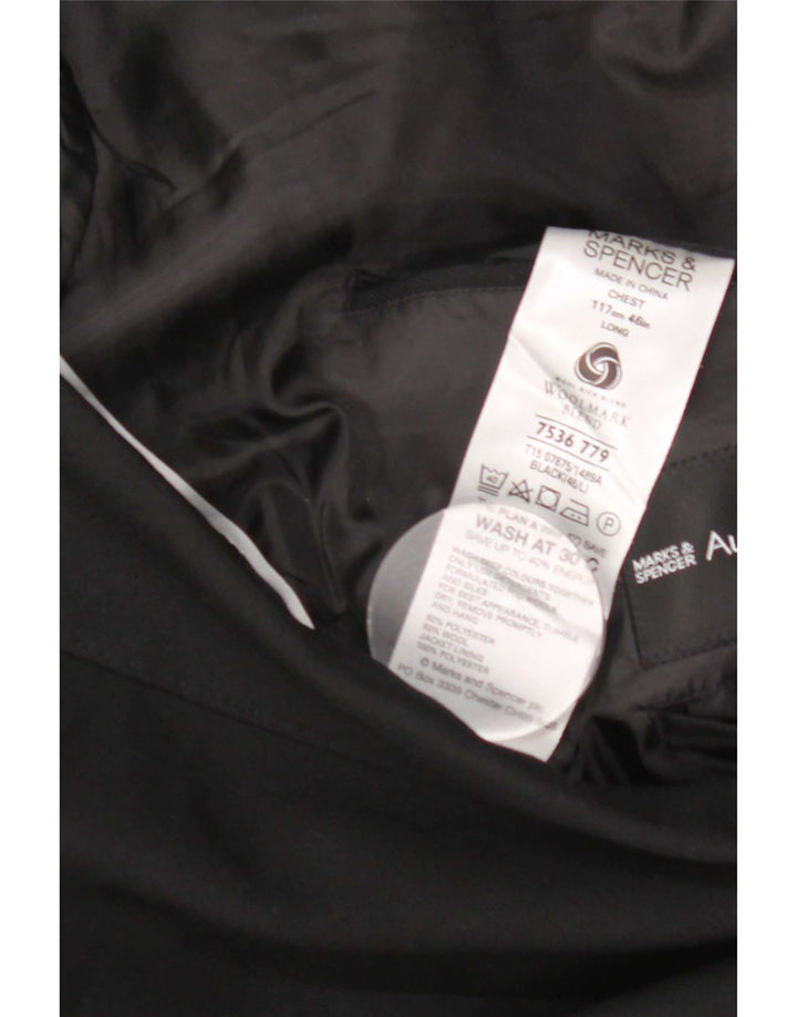 Marks & Spencer Chaqueta tipo blazer de 2 botones para hombre Talla 46 XL Poliéster negro