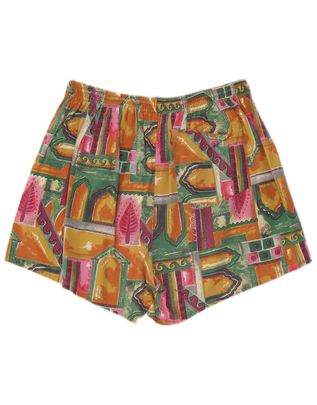 Vintage hombres natación pantalones cortos medio multicolor patchwork algodón