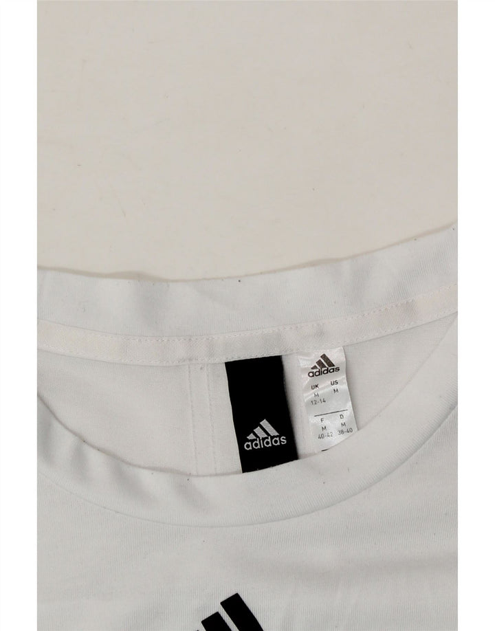 ADIDAS Womens T-Shirt Top UK 14 Medium White Polyester Vintage Adidas and Second-Hand Adidas from Messina Hembry 