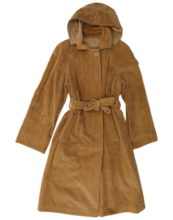 Vintage mujer con capucha abrigo reversible Reino Unido 14 Medio Beige