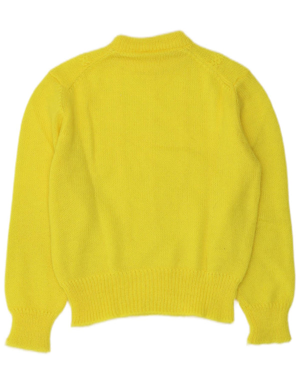 Vintage mujeres crop crew cuello jumper suéter Reino Unido 12 amarillo medio