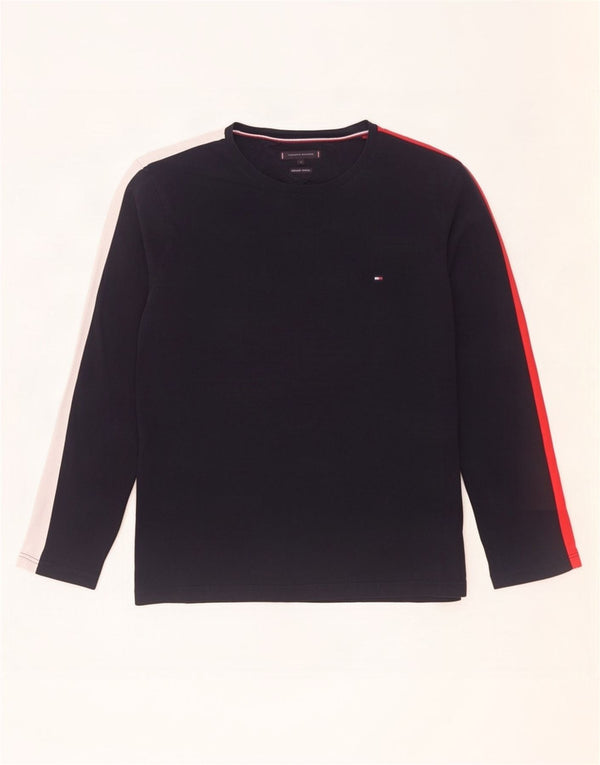 Tommy Hilfiger Camiseta de manga larga para hombre XL Azul marino Colorblock Algodón
