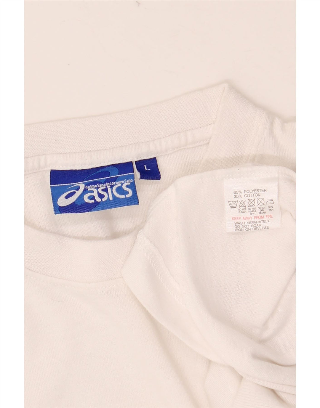 ASICS Camiseta para hombre Top Large White Stripe Poliéster