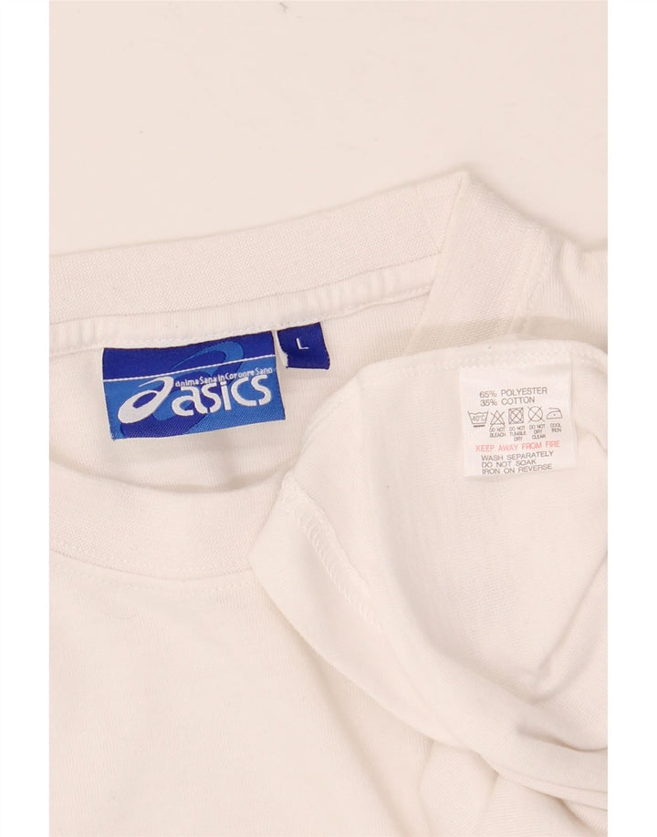 ASICS Camiseta para hombre Top Large White Stripe Poliéster