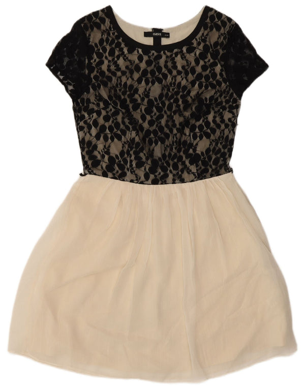 Oasis Vestido tubo de manga corta para mujer UK 8 Small Off White Floral