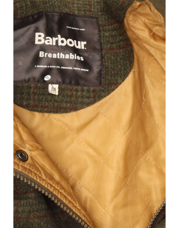 Chaqueta utilitaria para hombre Barbour UK 38 Lana a cuadros caqui mediana