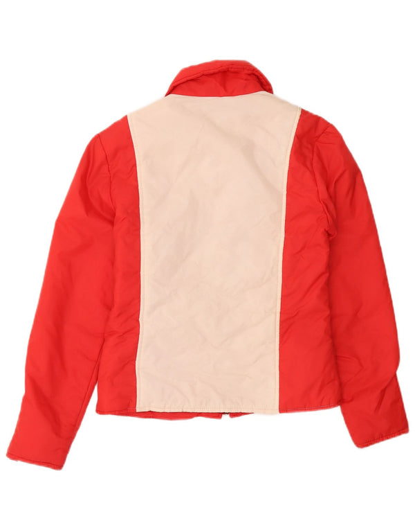 Vintage mujer chaqueta acolchada Reino Unido 10 pequeño bloque de color rojo