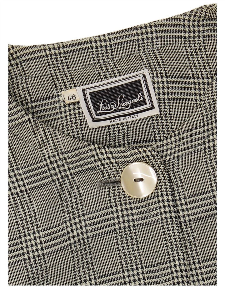 LUISA SPAGNOLI Chaqueta blazer de manga 3/4 para mujer IT 46 Large Green Check