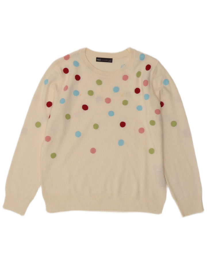 Marks & Spencer Suéter tipo jersey con cuello redondo para mujer UK 12 Medium Off White